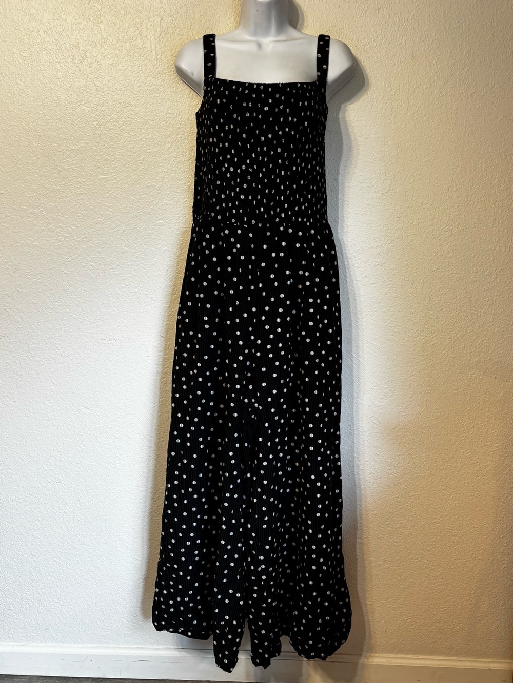 On 34th Sleeveless Polka Dot Smocked Jumpsuit XL